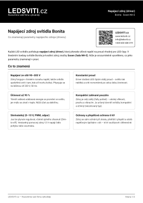 Datasheet driveru