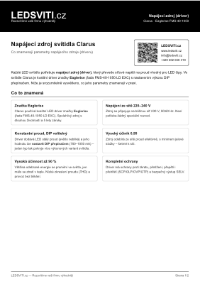 Datasheet driveru