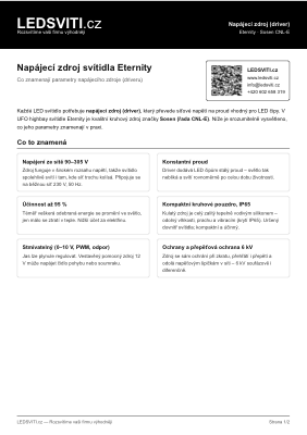 Datasheet driveru