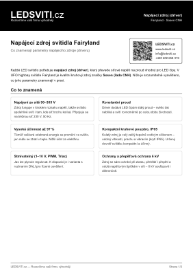 Datasheet driveru