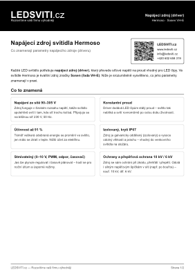 Datasheet driveru