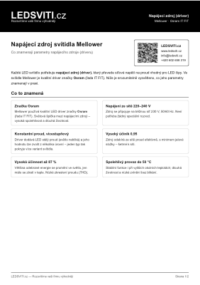 Datasheet driveru