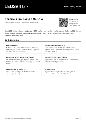 Datasheet driveru