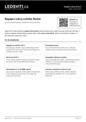 Datasheet driveru