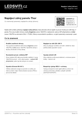 Datasheet driveru