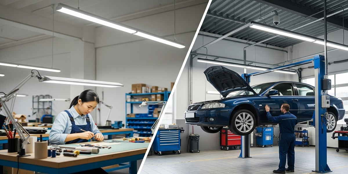 Werkstatt mit LED-Beleuchtung