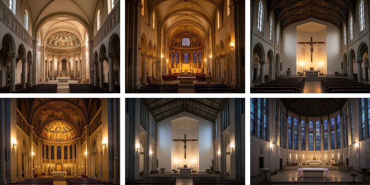 Kirchenraum mit LED-Beleuchtung