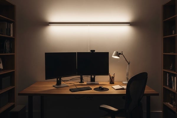Arbeitszimmer mit kombinierter Beleuchtung