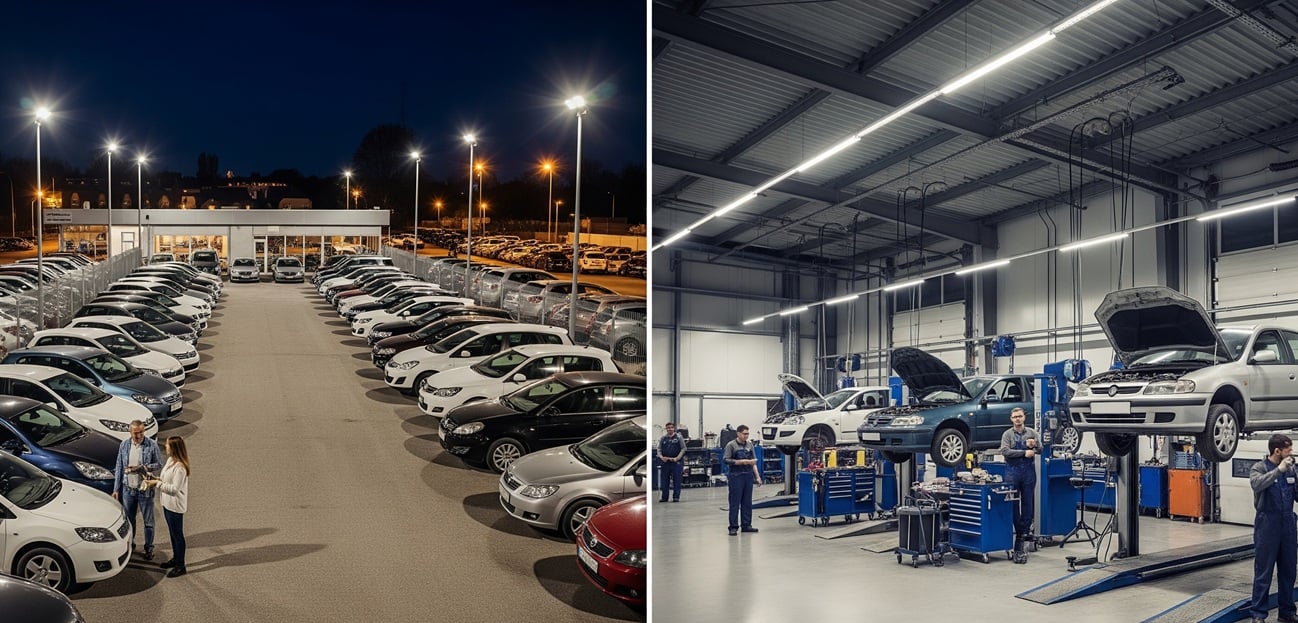 Auto im Licht einer LED-Beleuchtung