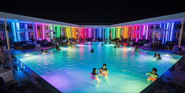 Poolanlage mit Beckenbeleuchtung