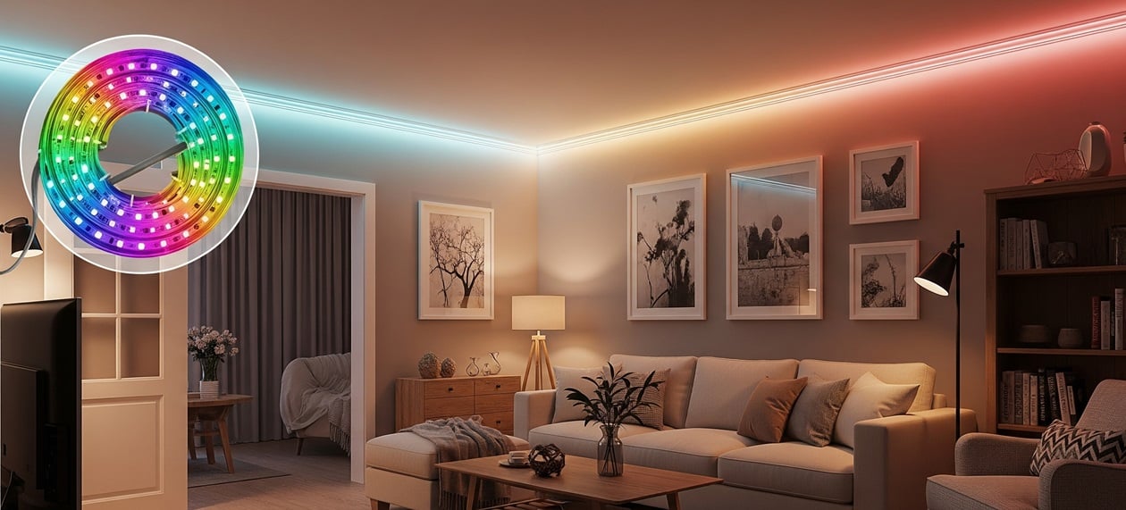 RGB-LED-Streifen in verschiedenen Farben (Symbolbild)