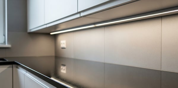 Küchenzeile mit Unterbaubeleuchtung