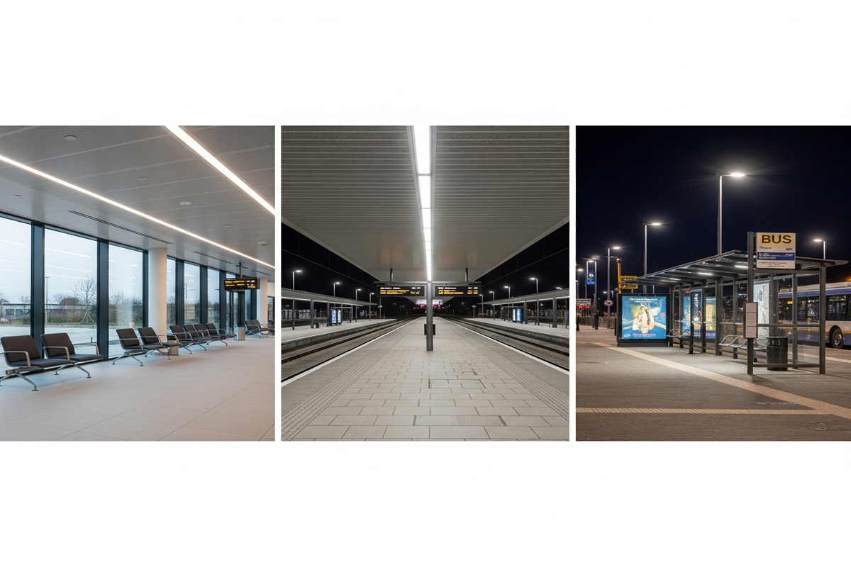 Bahnhof mit LED-Beleuchtung