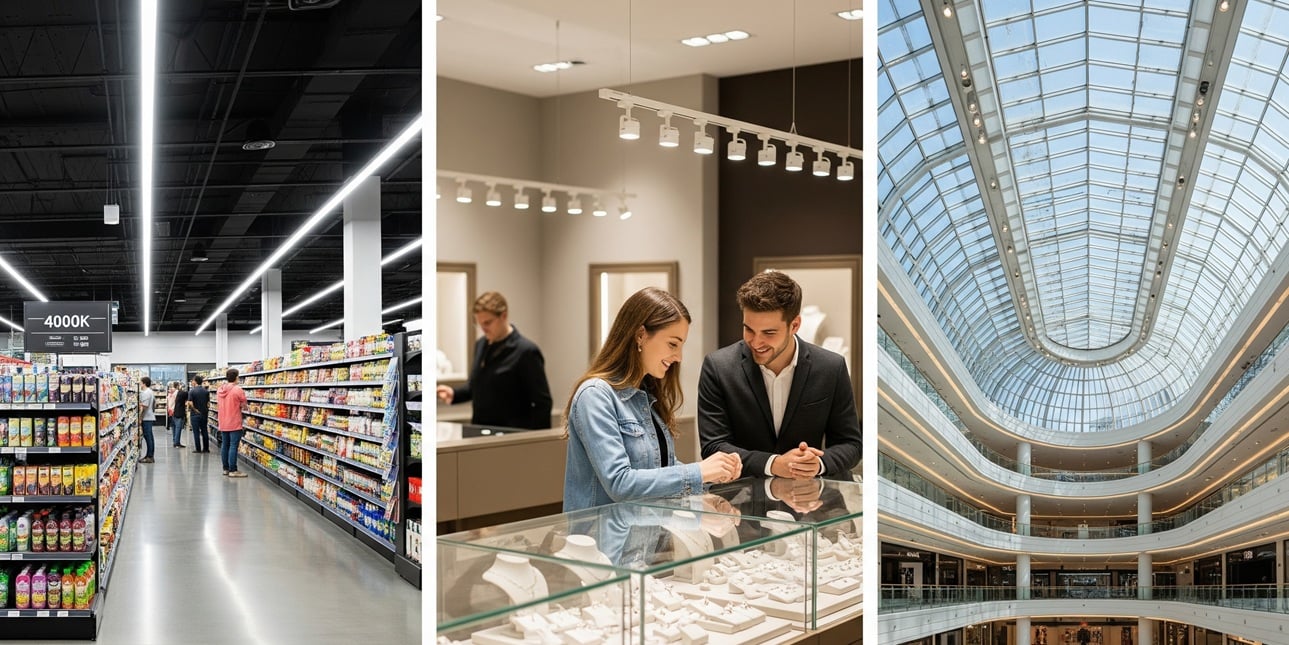 Einkaufszentrum mit moderner LED-Beleuchtung