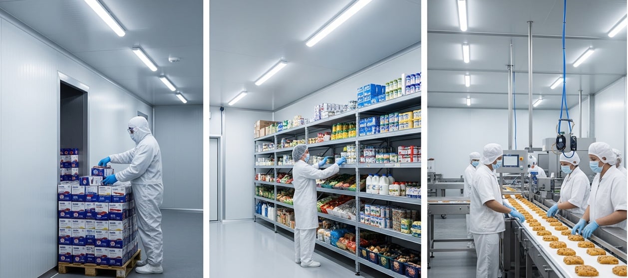 Lebensmittelverarbeitung in einem Produktionsbetrieb