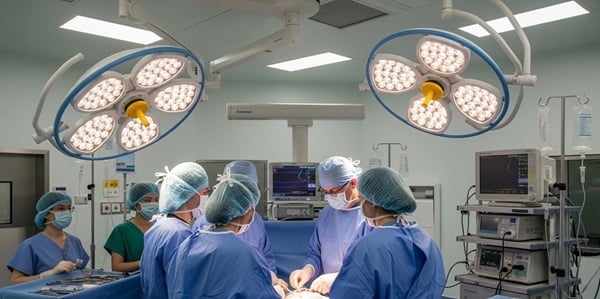 Operationssaal mit OP-Leuchten