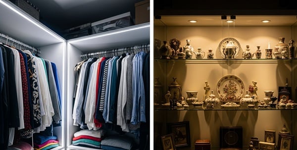 Beleuchtete Regale mit LED-Licht