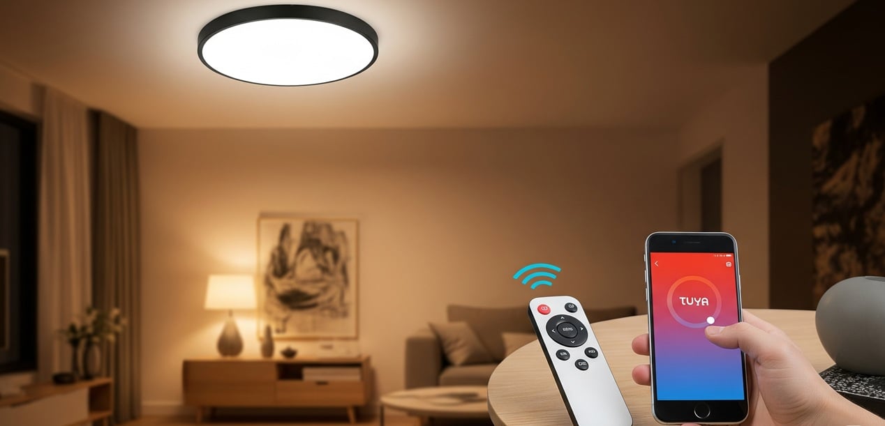 Smart-LED-Deckenpanel mit Steuerung per Smartphone-App (Symbolbild)