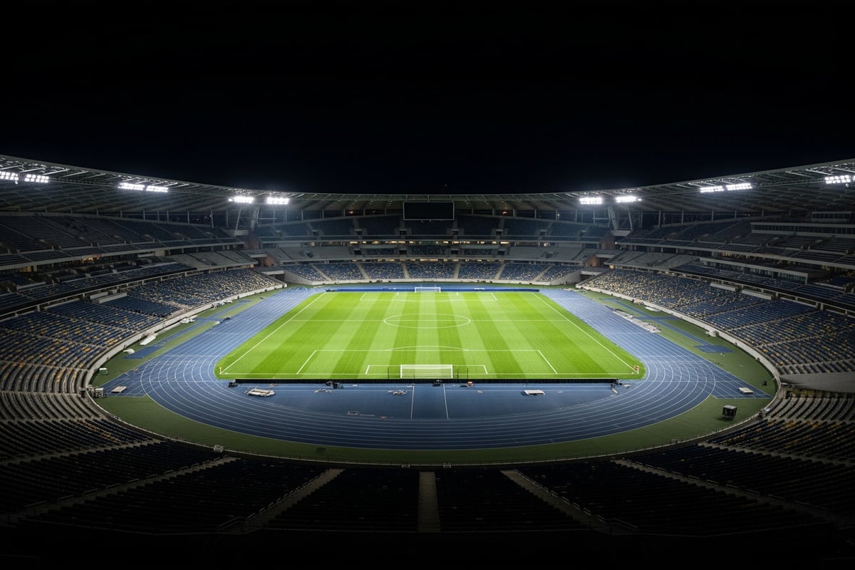 Leichtathletikstadion unter LED-Flutlicht