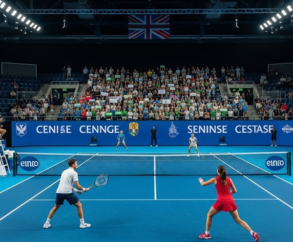 Tennisanlage mit LED-Flutlichtstrahlern