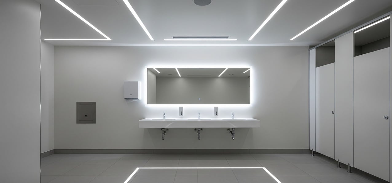 Waschraum mit LED-Beleuchtung