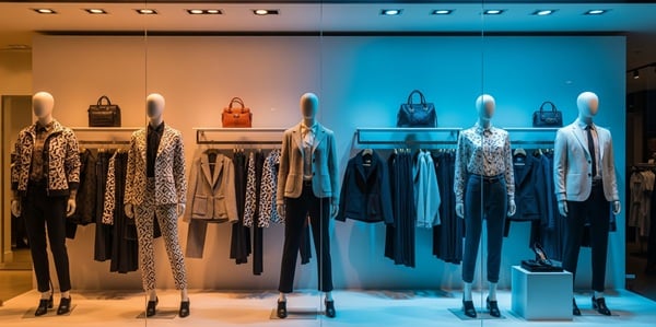 Schaufenster mit Auto und LED-Beleuchtung