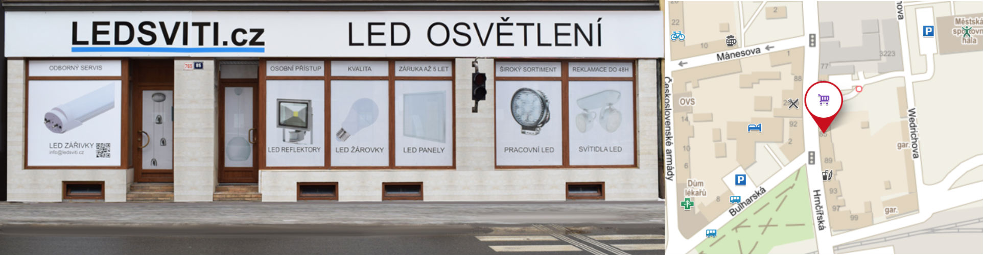 LEDsviti prodejna + mapa