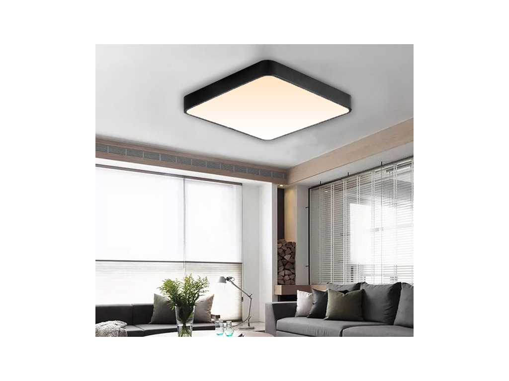Černý designový LED panel 600x600mm 48W teplá bílá