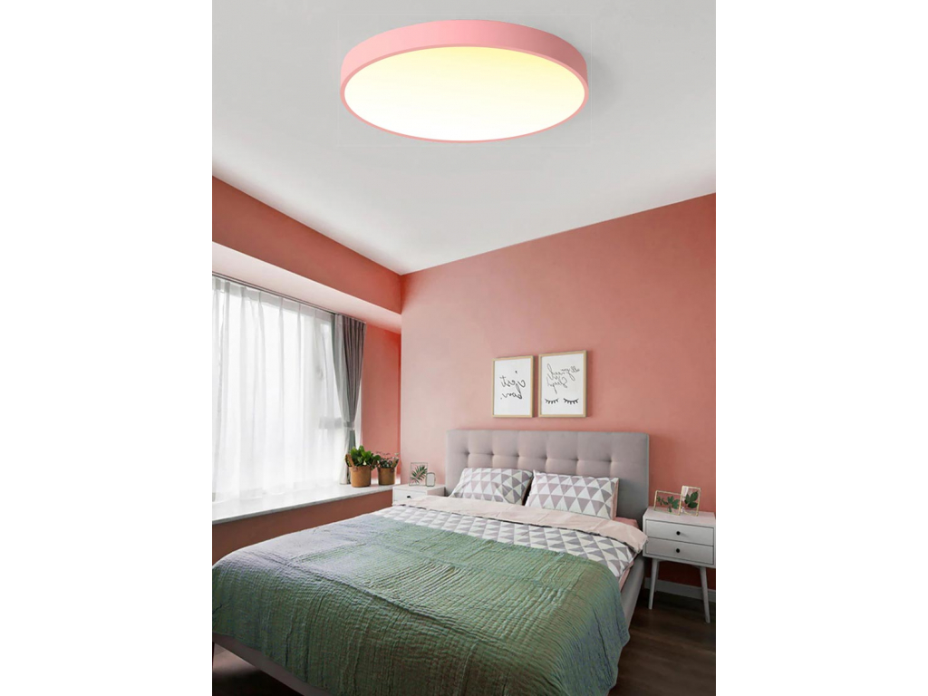 Růžový designový LED panel 500mm 36W teplá bílá