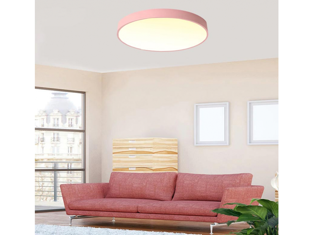 Růžový designový LED panel 600mm 48W teplá bílá