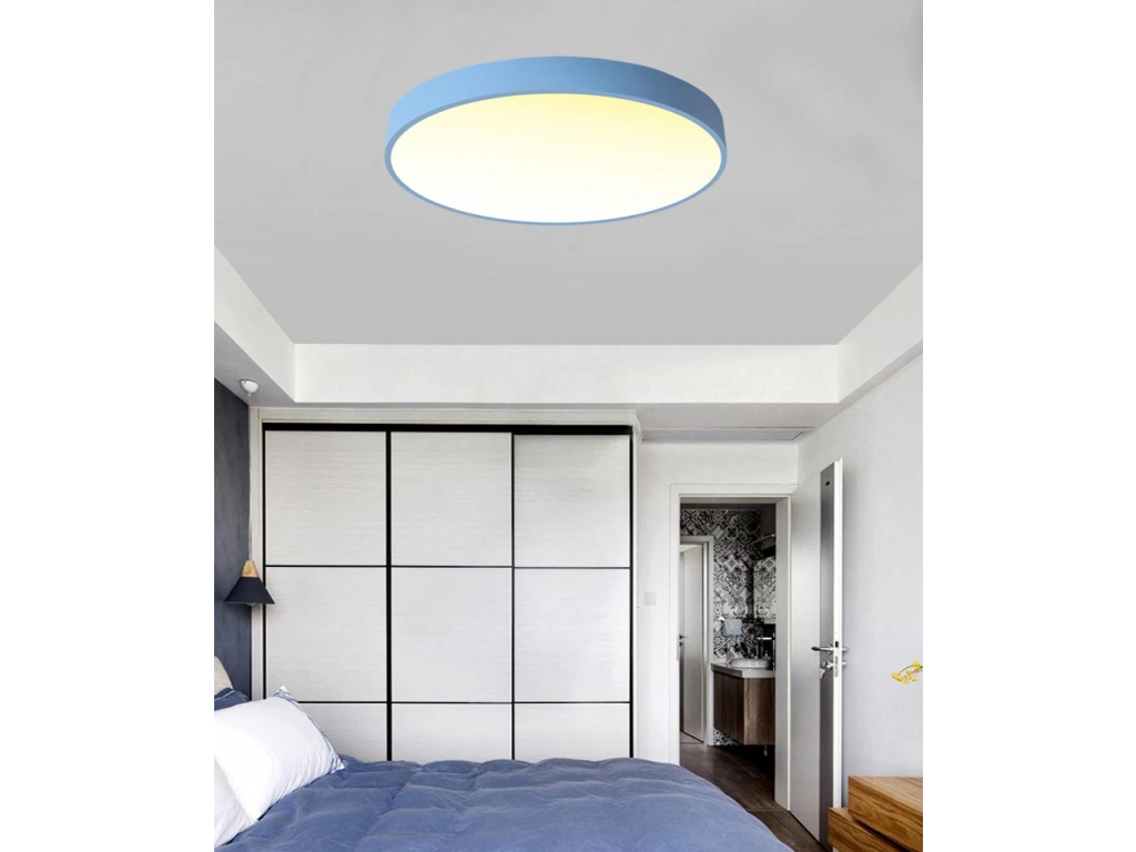 Modrý designový LED panel 600mm 48W teplá bílá