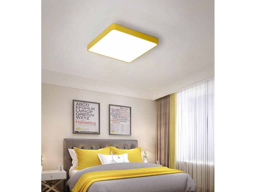 Žlutý designový LED panel 600x600mm 48W denní bílá