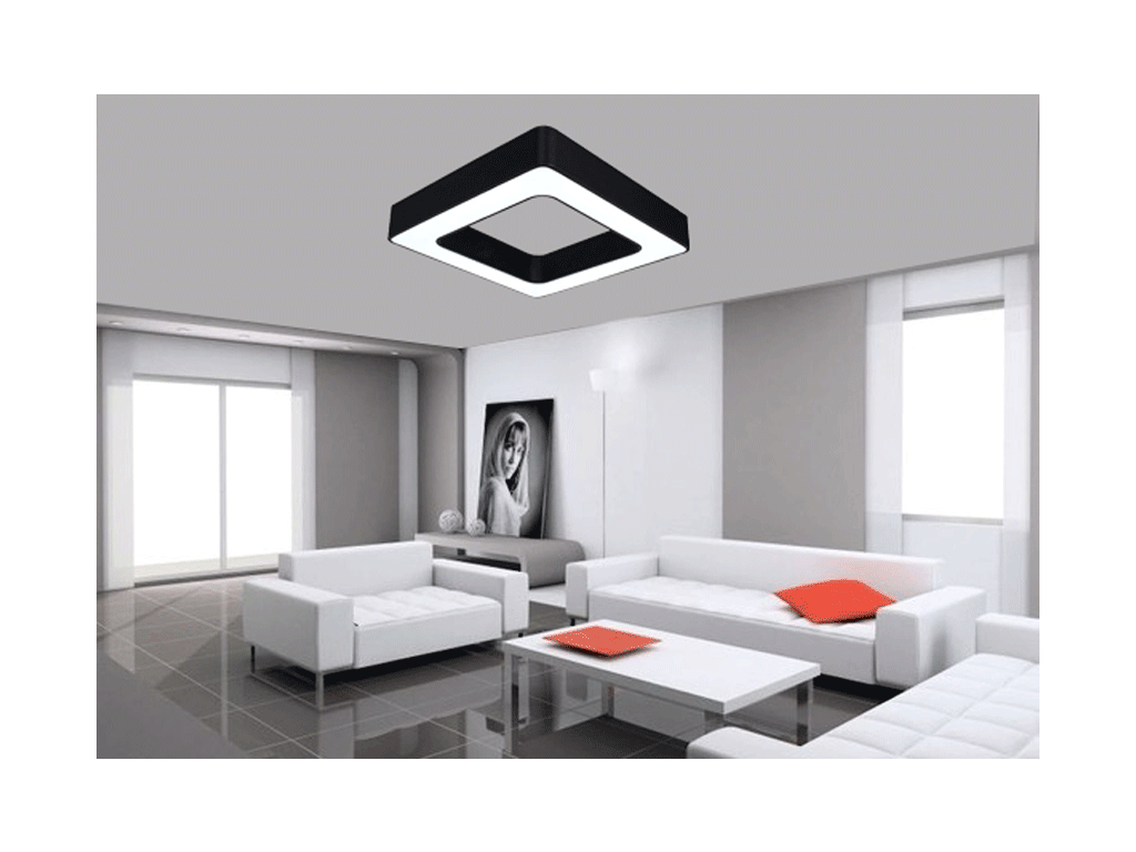 Černý stropní LED panel čtverec 36W denní bílá