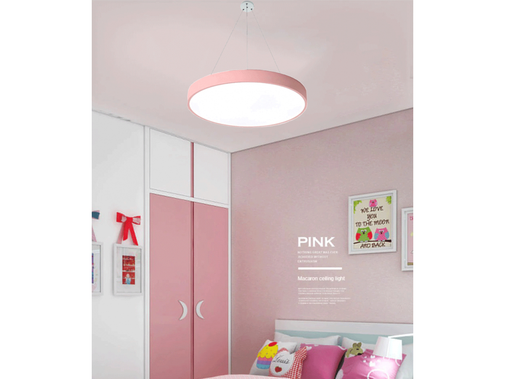 Závěsný Růžový designový LED panel 500mm 36W denní bílá