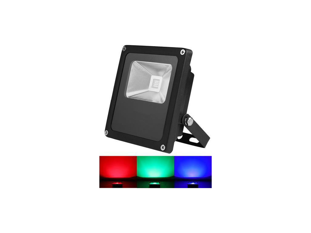 Černý RGB LED reflektor 10W s IR dálkovým ovladačem