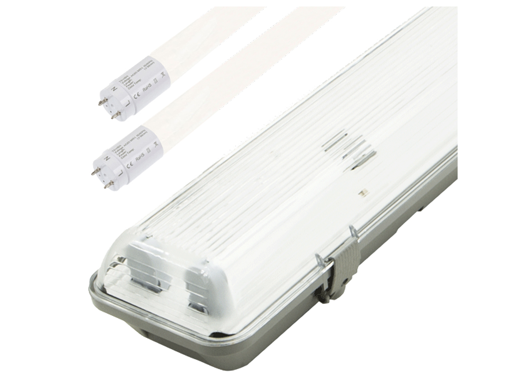 LED prachotěsné těleso + 2x 150cm LED zářivka 24W denní bílá