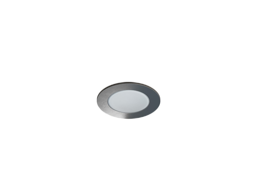 Pevný LED podhled SPOTLIGHT IP65 ROUND bodovka stříbrná broušená 5W teplá