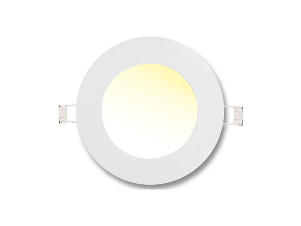 Bílý kruhový vestavný LED panel 120mm 6W teplá bílá