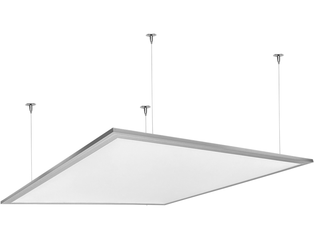 Stmívatelný stříbrný závěsný LED panel 600x600mm 48W studená bílá