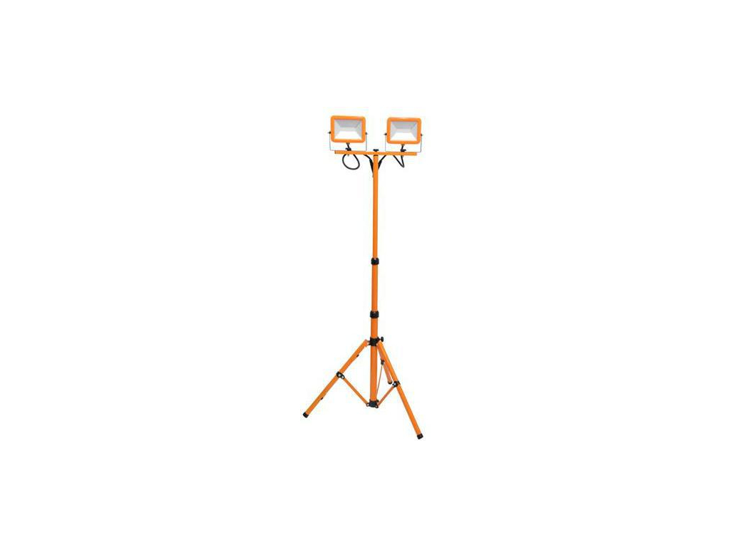 Oranžový LED reflektor s teleskopickým stojanem 2x30W denní bílá