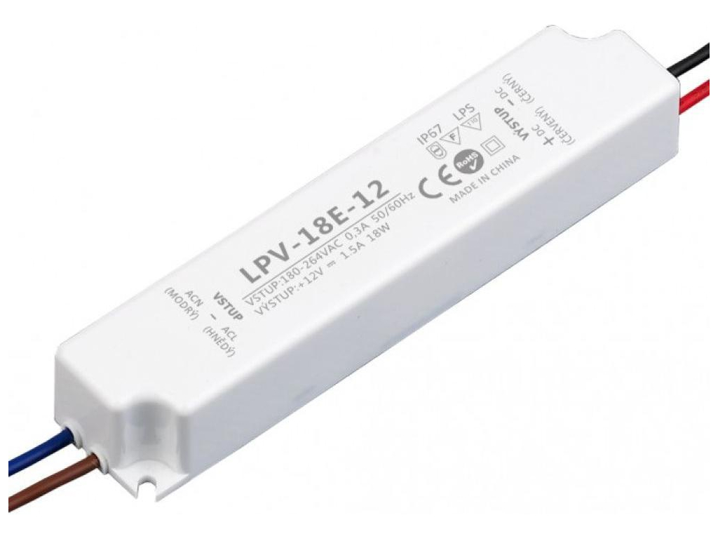 LED zdroj 12V 18W LPV IP67 voděodolný