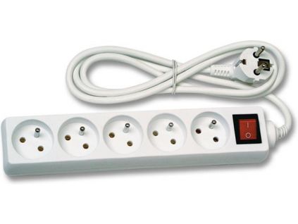 Prodlužovací kabel 5 zásuvek s vypínačem (Délka 1,5m)