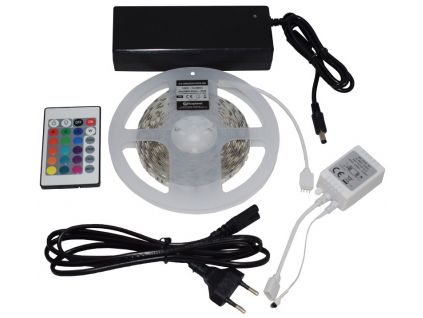 LED páska 14,4W/m bez krytí RGB kompletní sada 230V (Délka 5m)