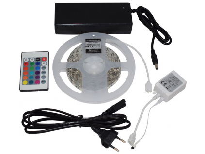 LED páska 14,4W/m bez krytí RGB kompletní sada 5m 230V