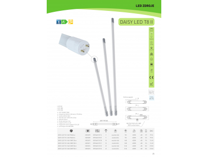 LED zářivková trubice DAISY LED T8 II -840-18W/120cm denní bílá