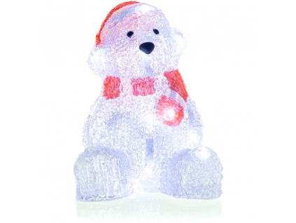 RXL 252 Vánoční dekorace Medvěd akryl 16LED studená bílá s časovačem