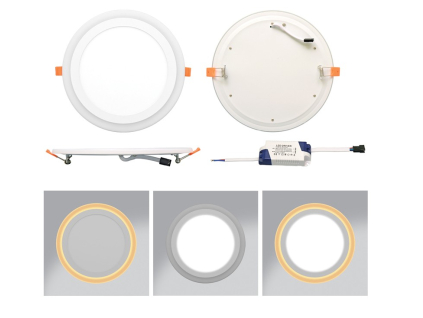 Bílý vestavný LED panel duo 245 x 245mm 18W denní + 6W teplá bílá
