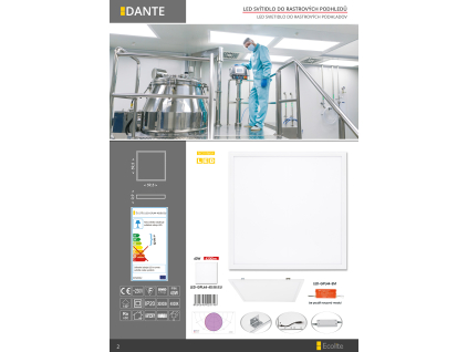 Bílý podhledový LED panel 600x600mm 40W denní bílá 4200lm
