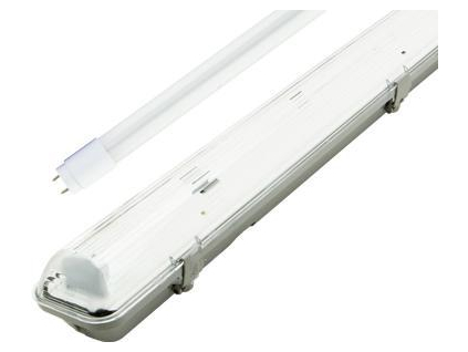 LED prachotěsné těleso + 1x 60cm LED zářivka 9W studená bílá