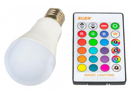 LED žárovka RGBW E27 5W 360° RGB + Studená bílá